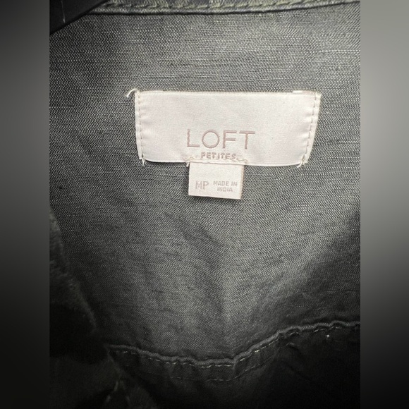 LOFT Olive Green Leopard Print Utility Jacket Women’s Size Medium Petite - Picture 2 of 3